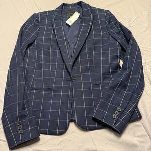 Banana Republic Navy Blue Windowpane Plaid Classic Fit Blazer size 6 NWT